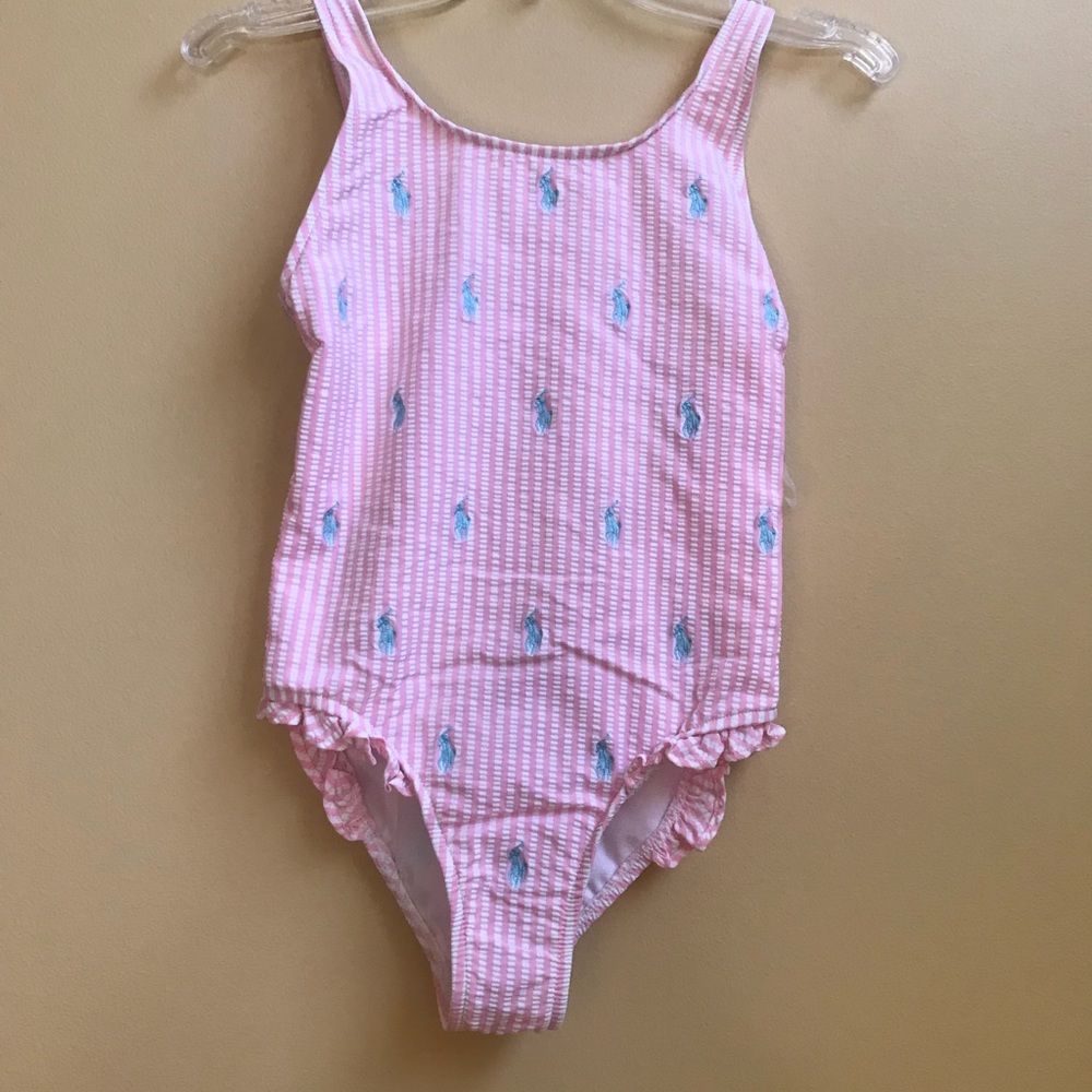 NWT GIRLS RALPH LAUREN SEERSUCKER ONE PIECE